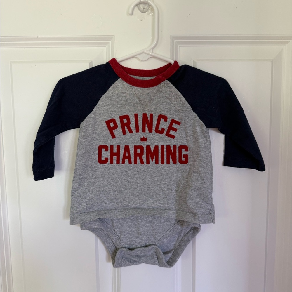 GAP Gray & Blue Long Sleeve Toddler Boy Shirt - Size 3-6 months